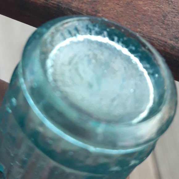 Vintage Glass Bottle with Lid Blue Art Glass Mini Dollhouse Wheaton Root Bitters - Picture 9 of 14